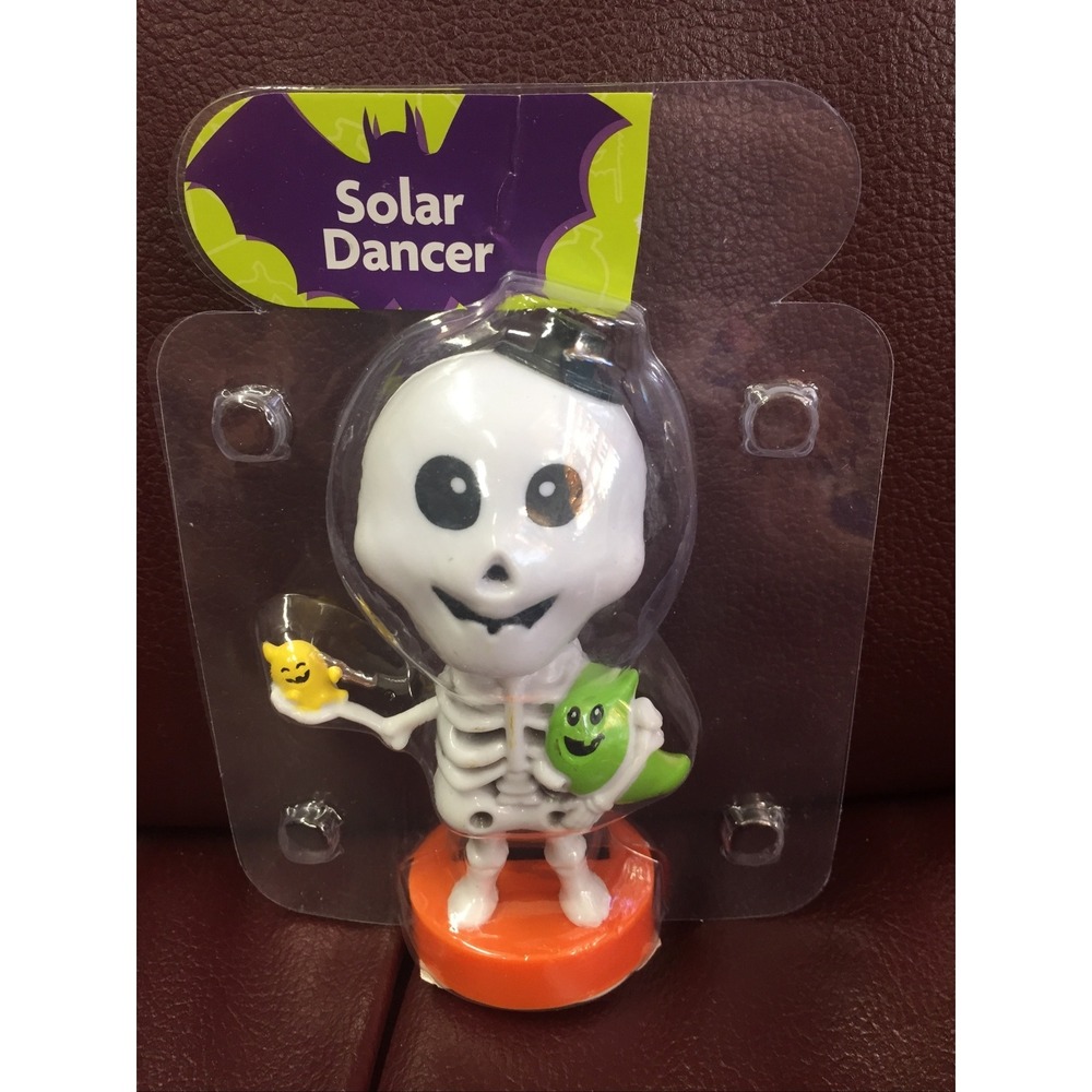NEW Solar Powered Dancer Halloween Skeleton Skelly Ghost Bobble Head Sun Catcher